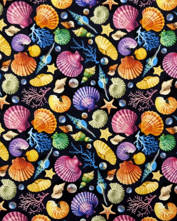 Fabrics - Cotton - Michael Miller - Divine Oceania - Seashells & Pearls on Dark Navy - DDC12613-NVY